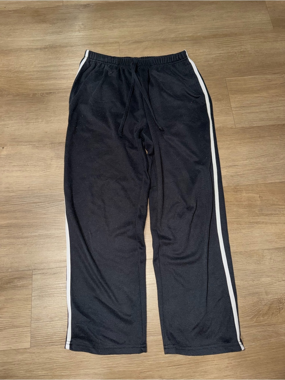 Women's Black Track Pants with White Side Stripes